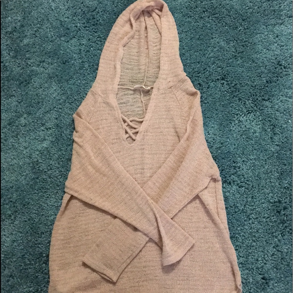 Cream/ orange V-neck long sleeved sweater